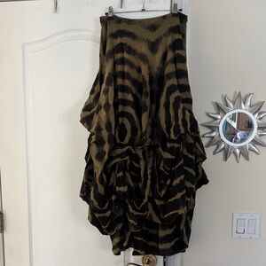 Luna Luz Ladies brown black Tie Dye Tie Up Boho Skirt-XXL
